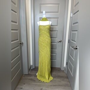 Sue Wong Nocturne Green  Silk  Beaded Evening dress